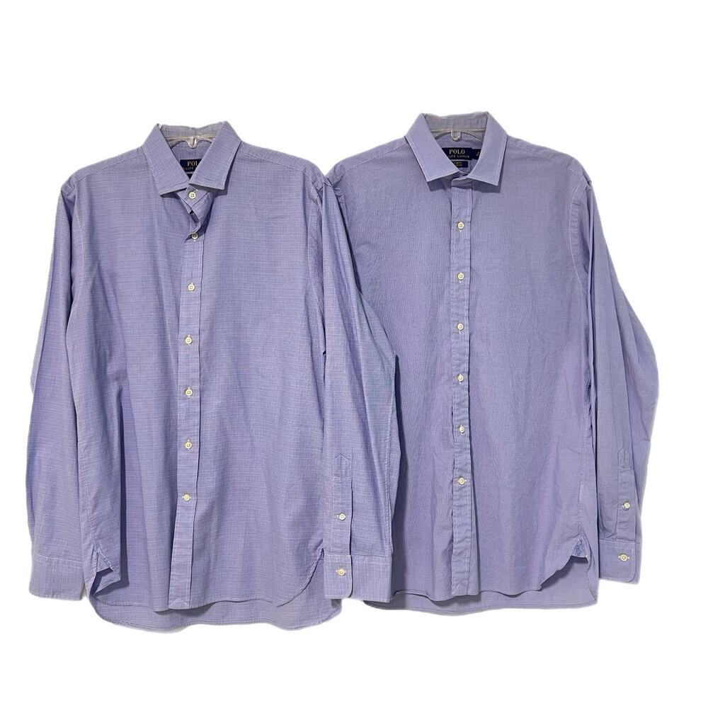 Polo Ralph Lauren Mens L Long Sleeve Button Down Shirts Lot of 2 Blue Capsule